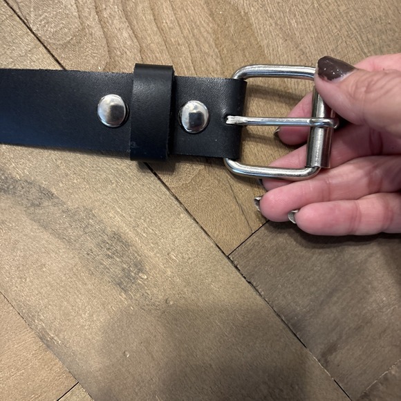 Manzoor Cascading Waterfall Hanging Chain Belt Black Leather Size M Biker Goth - Picture 3 of 5